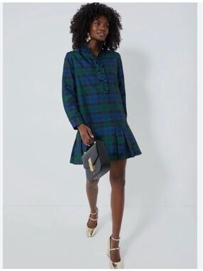 Tuckernuck Tate Blackwatch Plaid Ruffle-Front Mini Dress